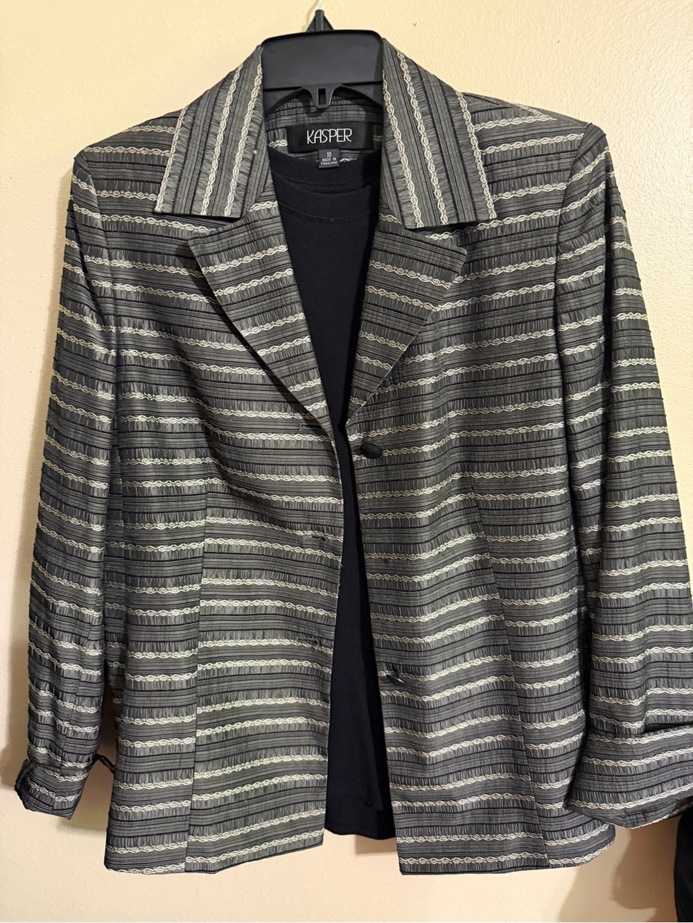 Kasper Women's Gray Striped Metallic-Accent Blazer